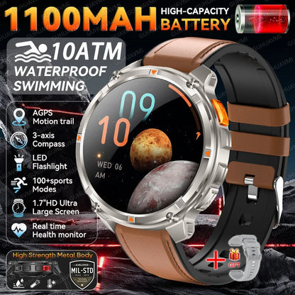 Smartwatch GPS GUHUAVMI T-Rex3 Pro 2026 — AMOLED 1,7", Batterie 1100mAh, 10 ATM, 100+ Modes Sport