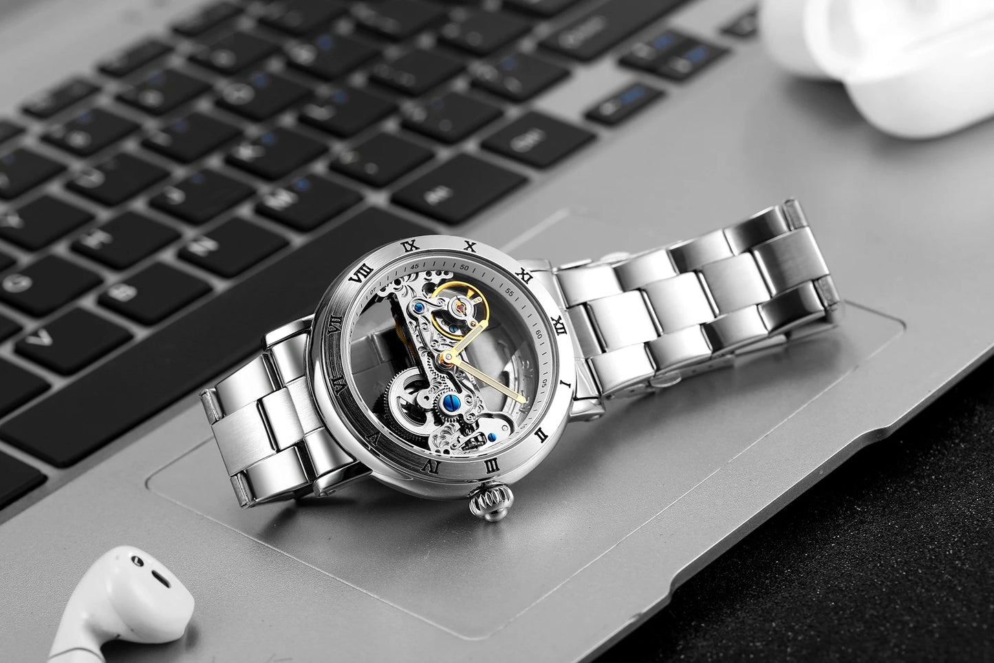 Montre Mécanique Automatique Squelette FORSINING FS134 — Aiguilles Lumineuses, Bracelet Cuir ou Acier