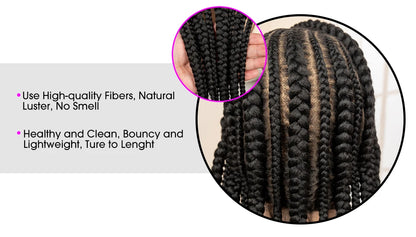 Perruque tressée synthétique pleine dentelle Cornrow Box 34 pouces dentelle frontale Crochet déesse tresses perruque pour les femmes noires africaines