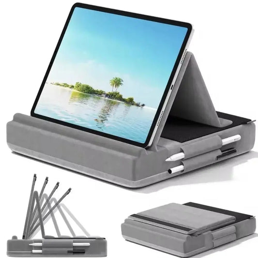 Support d'oreiller pour tablette 2 en 1, support pliable pour ordinateur Portable, réglage multi-angle, support d'oreiller de lecture souple