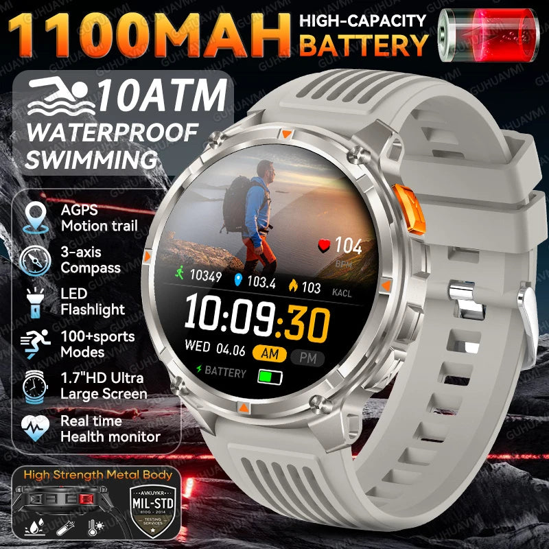 Smartwatch GPS GUHUAVMI T-Rex3 Pro 2026 — AMOLED 1,7", Batterie 1100mAh, 10 ATM, 100+ Modes Sport