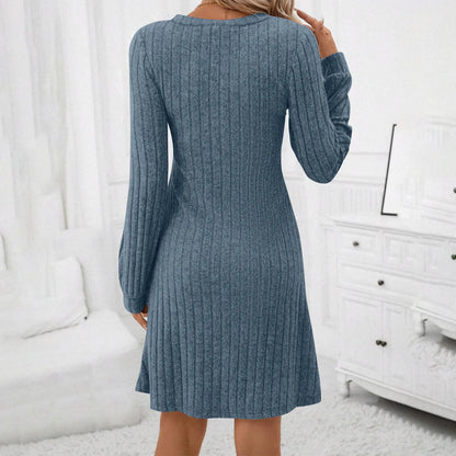 Robe Pull Femme — Col Rond, Manches Longues, Longueur Genou, 5 Coloris | TechNova X