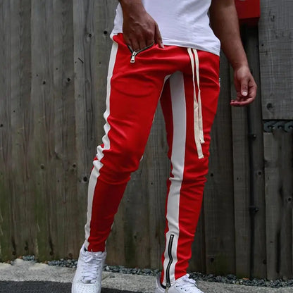 Pantalon de Survêtement Homme — Skinny | Taille Élastique & Cordon | Fermeture Éclair Latérale | Style Hip Hop | 5 Coloris | M–2XL