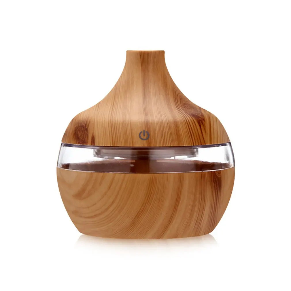 Humidificateur Ultrasonique 300ml Design Bois — LED 7 Couleurs, Commande Tactile & USB 5V