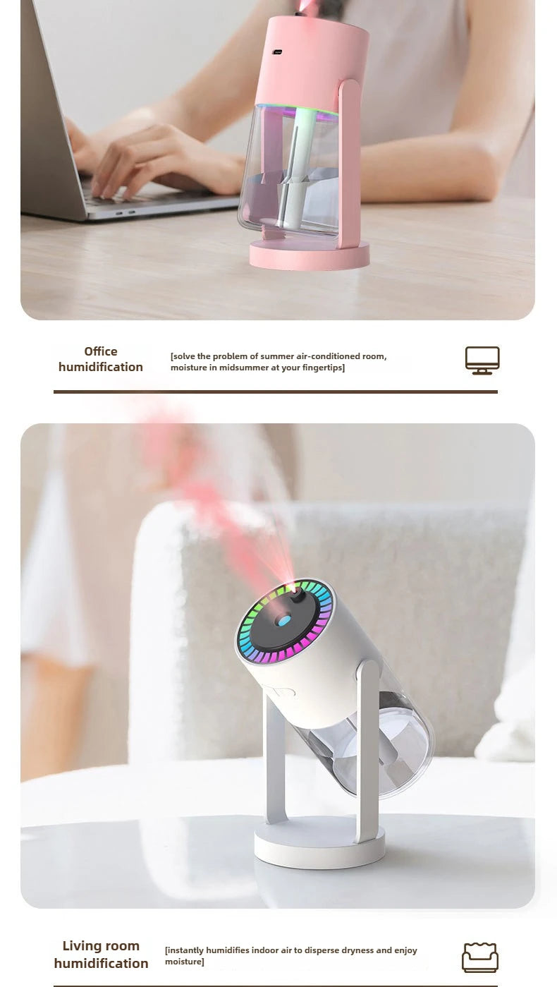 Humidificateur Projection Ciel Étoilé 280ml — LED Multimode, 2 Modes de Brume & USB 5V