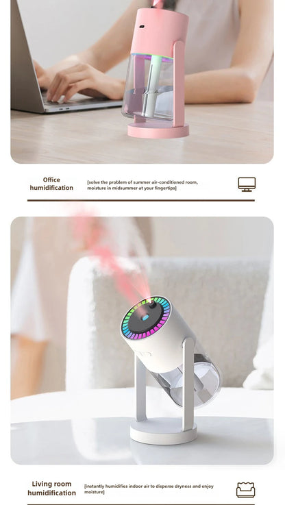 Humidificateur Projection Ciel Étoilé 280ml — LED Multimode, 2 Modes de Brume & USB 5V