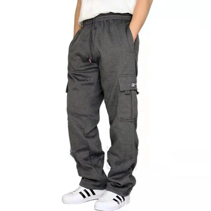 Pantalon décontracté pour homme 2026 – Survêtement uni multi-poches pour homme, automne-hiver, coupe oversize
