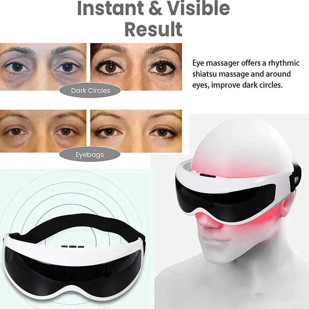 Masque de massage électrique pour les yeux, amélioration de la vision des yeux, migraine, front, lunettes de soins des yeux, massage sans fil, vibration, soins de santé