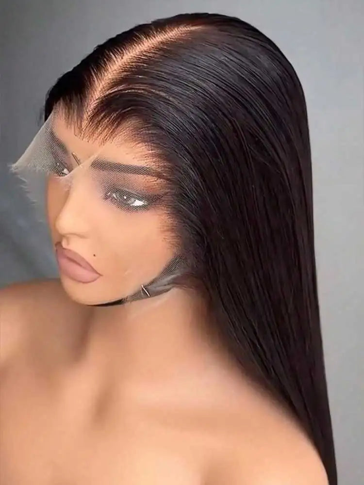 40 42 pouces os droit perruques de cheveux humains 13x6 HD Transparent dentelle frontale perruques sans colle droite dentelle avant perruques de cheveux humains