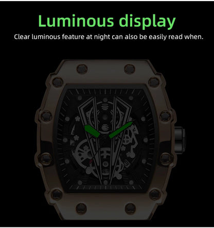 Montre Homme Quartz WLISTH — Cadran Squelette, Bracelet Silicone, 3 ATM, Style Sport Luxe