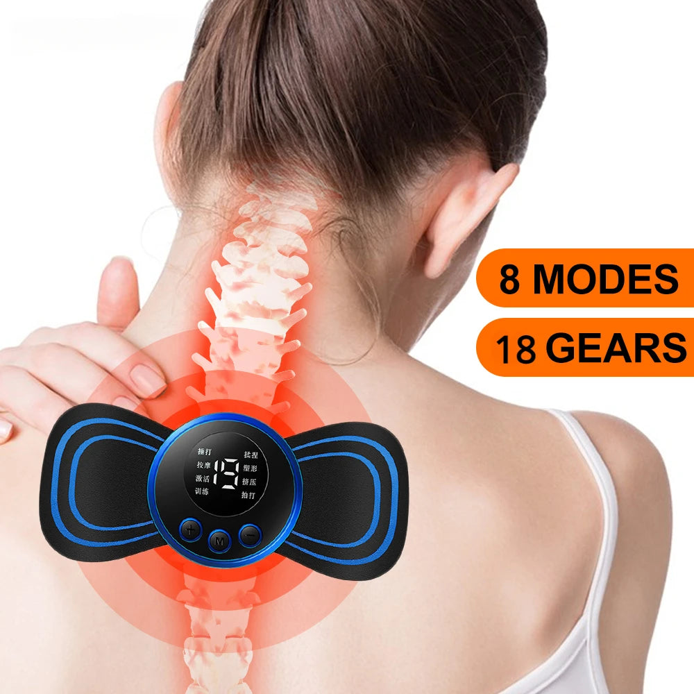 Masseur de cou EMS, Mini Patch de soulagement de la douleur musculaire du dos Cervical, tapis stimulateur, outil de soins de santé Portable pour les jambes et le corps