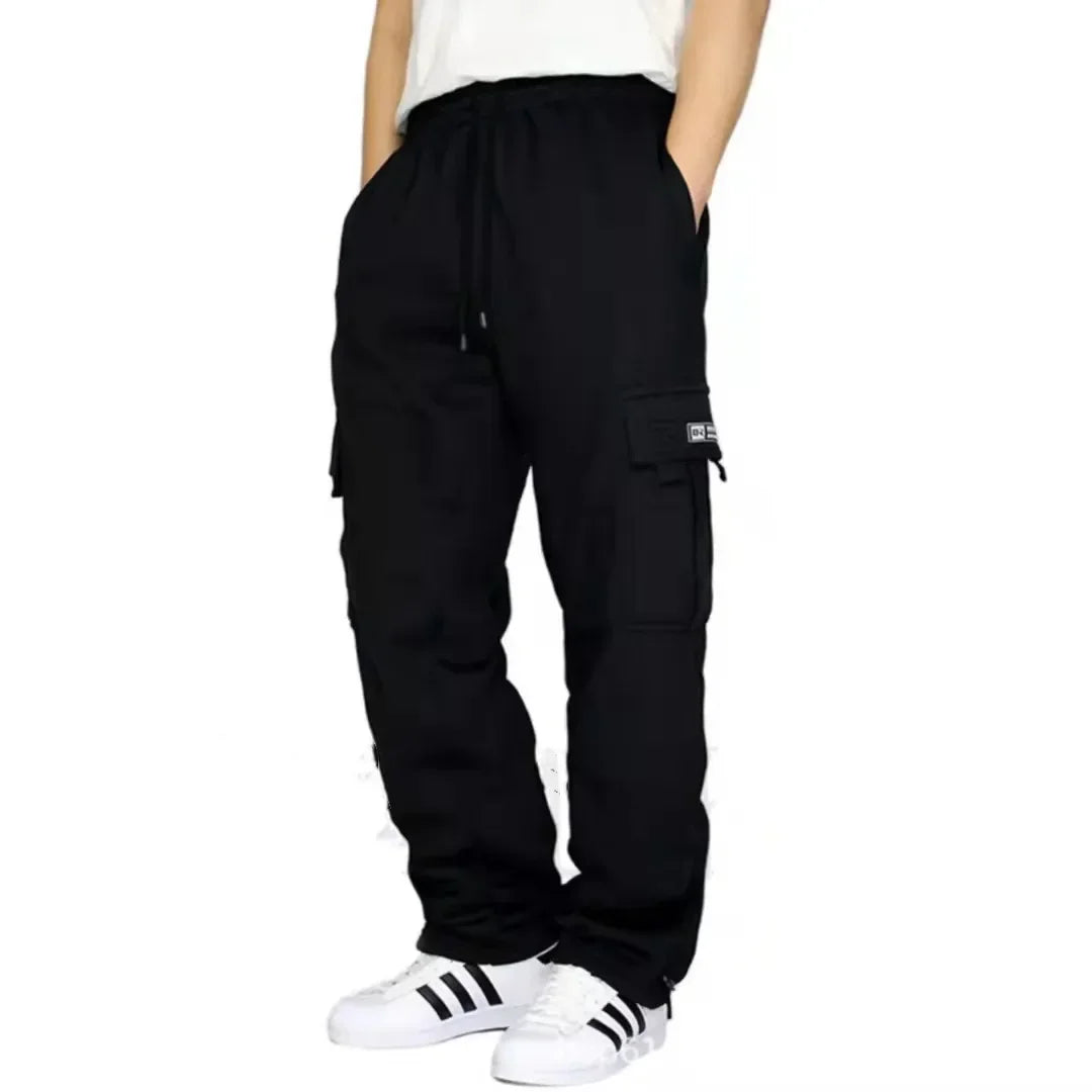 Pantalon décontracté pour homme 2026 – Survêtement uni multi-poches pour homme, automne-hiver, coupe oversize