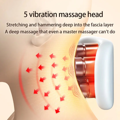 Electric Neck Massager with Heat, Cordless Shoulder Cervical Pain Relief, Portable Muscle Massage
