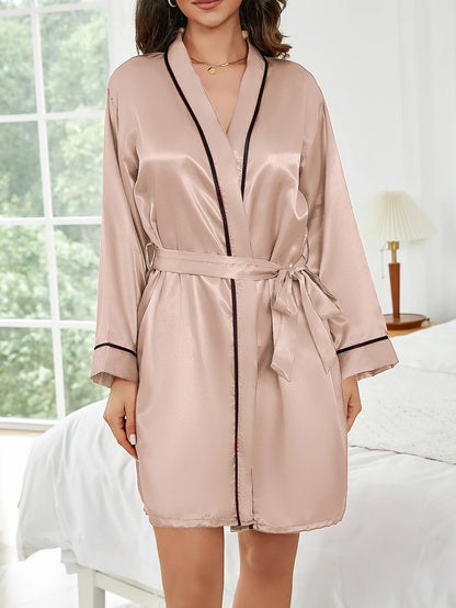 Robe de Nuit Courte Couleur Unie Femme — Peignoir Décontracté Été