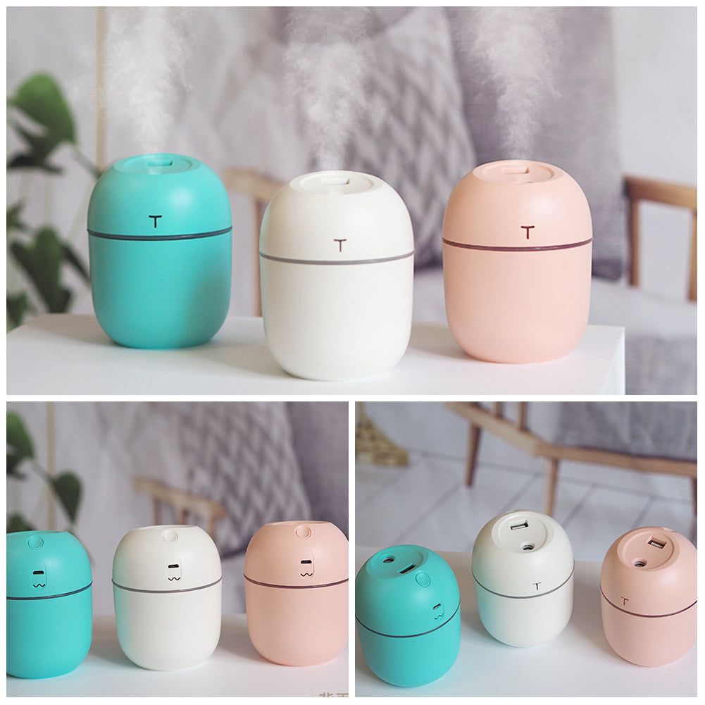 Mini Humidificateur Ultrasonique 220ml — Veilleuse LED, 2 Modes de Brume & Arrêt Auto 3,5h