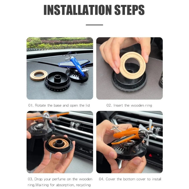Nouveau désodorisant solaire pour voiture, hélicoptère, ornements de voiture, accessoires de décoration, hélice rotative, diffuseur de parfum aromatisant automatique