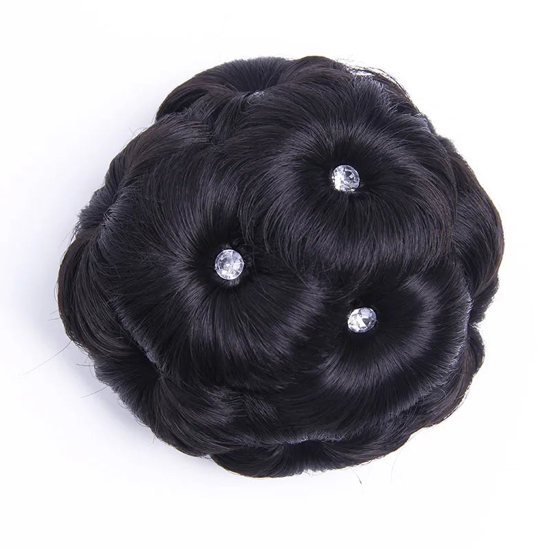 Chignon Bouclé Synthétique Clip-In AOSI Queen — Fibre Haute Température, Postiche Beignet Neuf Fleurs, 7 Couleurs | TechNova X