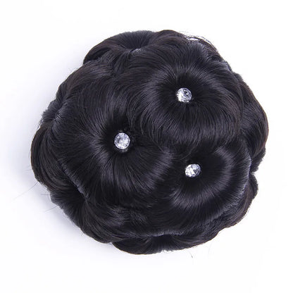 Chignon Bouclé Synthétique Clip-In AOSI Queen — Fibre Haute Température, Postiche Beignet Neuf Fleurs, 7 Couleurs | TechNova X