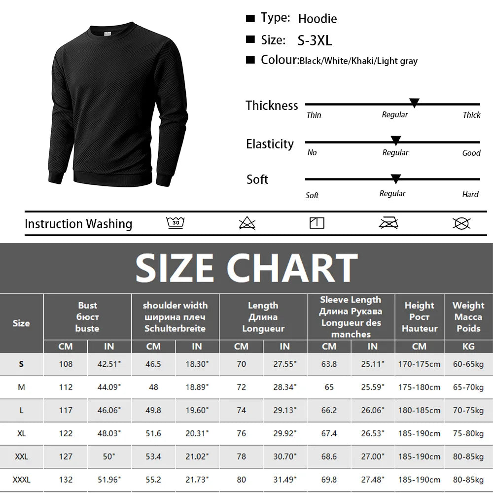 Sweat-shirt Col Rond Homme — Polyester & Élasthanne | Sans Capuche | Couleur Unie | Casual | 4 Coloris | S à 3XL