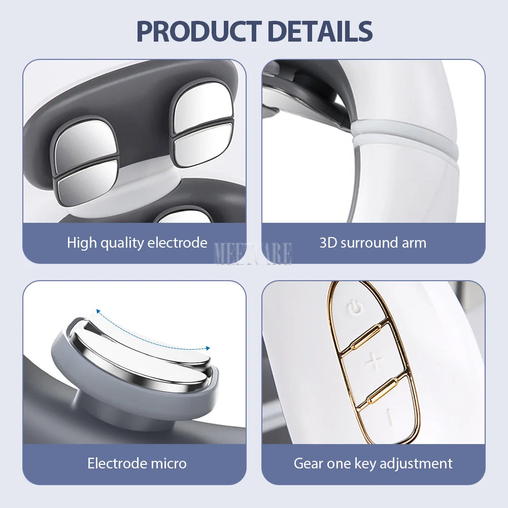 Masseur intelligent électrique TENS EMS pour le dos et le cou, 4 modes, pour la relaxation musculaire et la santé, outil de massage des épaules et cervicales