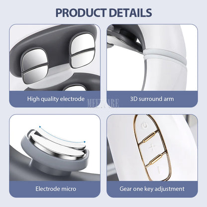 Masseur intelligent électrique TENS EMS pour le dos et le cou, 4 modes, pour la relaxation musculaire et la santé, outil de massage des épaules et cervicales