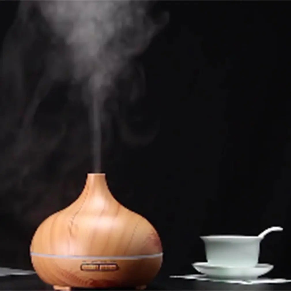 Humidificateur Ultrasonique 300ml Design Bois — LED 7 Couleurs, Commande Tactile & USB 5V