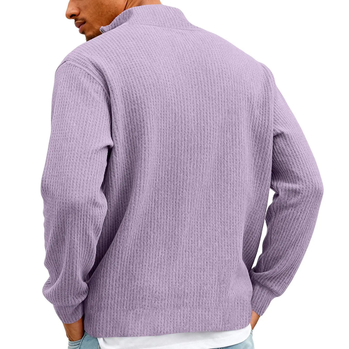 Sweat Col Polo Homme — Manches Longues, Fermeture Éclair, Coupe Ample | Automne-Hiver
