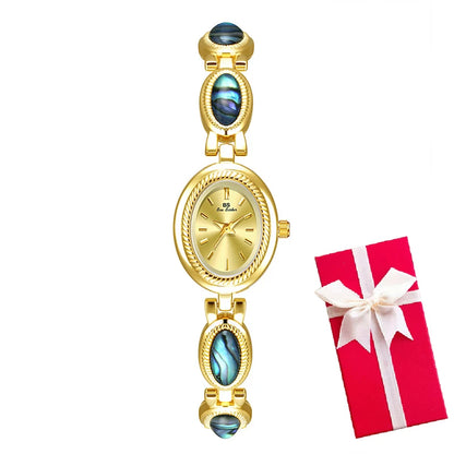 Montre Quartz Femme Bracelet Élégant — Boîtier Ovale 24 mm, Acier Inoxydable, Verre Hardlex, 3 ATM, 16 Coloris | TechNova X