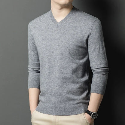 Pull Homme Col en V — Tricoté Surdimensionné | Couleur Unie | Chaud & Confortable | 7 Coloris | M–4XL