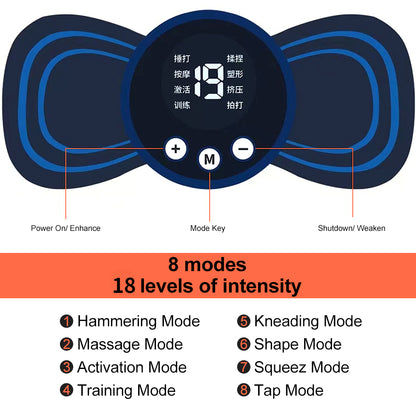 Masseur de cou EMS, Mini Patch de soulagement de la douleur musculaire du dos Cervical, tapis stimulateur, outil de soins de santé Portable pour les jambes et le corps
