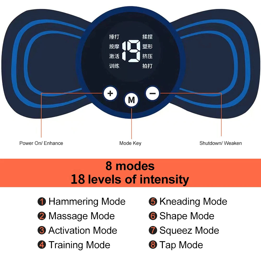 Masseur de cou EMS, Mini Patch de soulagement de la douleur musculaire du dos Cervical, tapis stimulateur, outil de soins de santé Portable pour les jambes et le corps