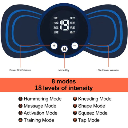 Masseur de cou EMS, Mini Patch de soulagement de la douleur musculaire du dos Cervical, tapis stimulateur, outil de soins de santé Portable pour les jambes et le corps