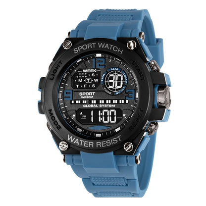 Montre électronique de sports de plein air pour hommes, réveil lumineux, montre à grand cadran