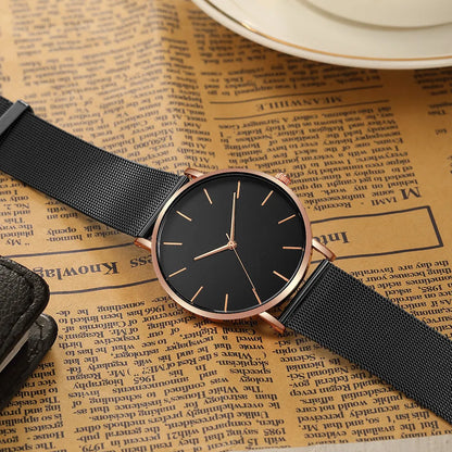 Montre Quartz Fashion TINUORA — Bracelet Acier Inox, Cadran 38mm, Style Luxe Casual, 17 Coloris