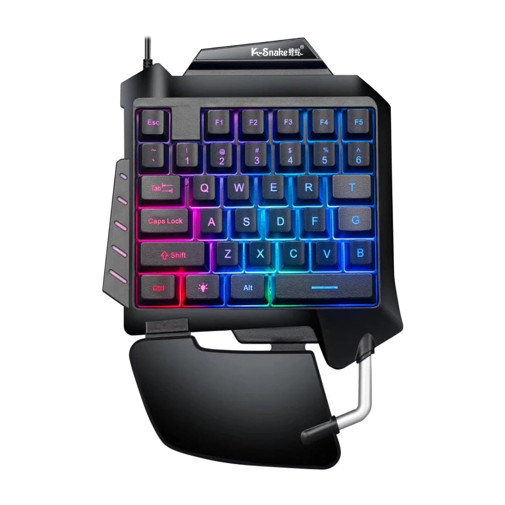 Clavier Gaming Une Main — LED RGB, Ergonomique, 35 Touches, Filaire USB | TechNova X