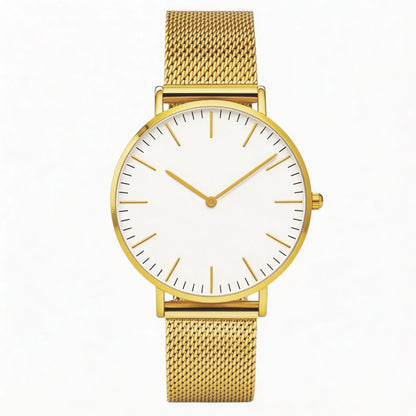 Montre Quartz Fashion TINUORA — Bracelet Acier Inox, Cadran 38mm, Style Luxe Casual, 17 Coloris