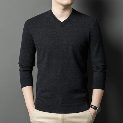 Pull Homme Col en V — Tricoté Surdimensionné | Couleur Unie | Chaud & Confortable | 7 Coloris | M–4XL