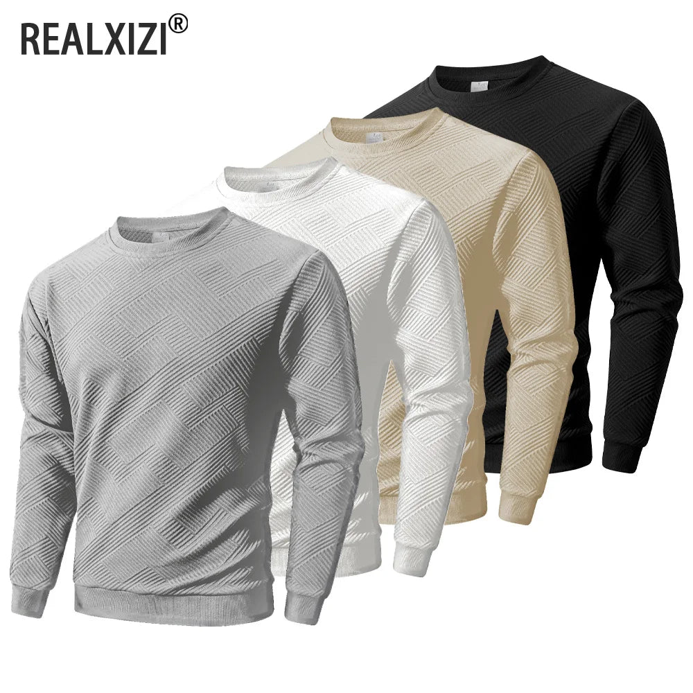 Sweat-shirt à col ras du cou pour homme, vêtement de sport chaud, basique, pour l'extérieur, décontracté, sans capuche, printemps-automne