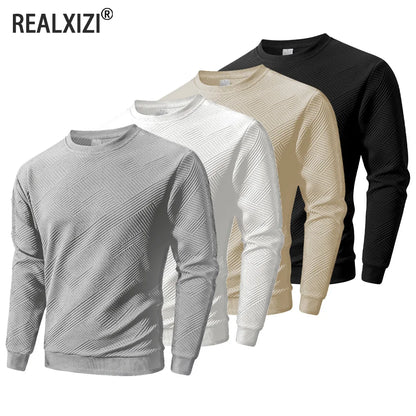 Sweat-shirt à col ras du cou pour homme, vêtement de sport chaud, basique, pour l'extérieur, décontracté, sans capuche, printemps-automne
