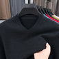 Nouveaux pulls hommes col en V basique couleur unie chandails col rond élastique pulls chaud automne tricoté surdimensionné pull hommes