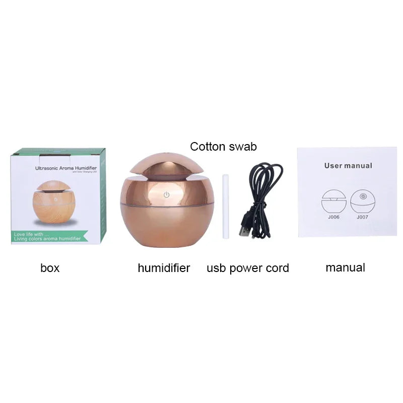 Diffuseur Arôme USB 130ml — Humidificateur Ultrasonique & Lumière LED 7 Couleurs