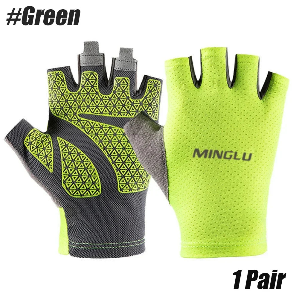 1 paire de gants de cyclisme d'été sans doigts Fitness pêche femmes hommes printemps gymnase respirant antidérapant Yoga élastique gants de vélo