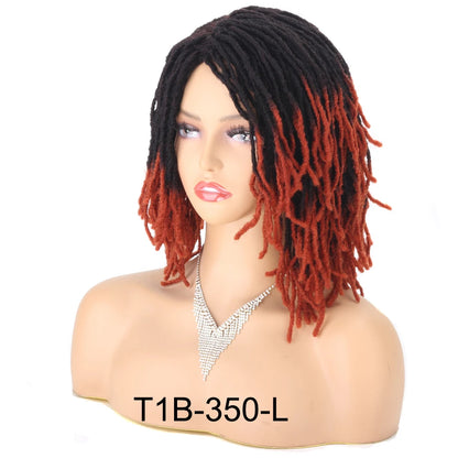 Perruque Synthétique Tressée pour Femme, Cheveux Courts, Bob, Noir, Blond, Rouge, Dreadlock, Déesse, Faux auxLocs, Bouclée, Twist, 10 Pouces