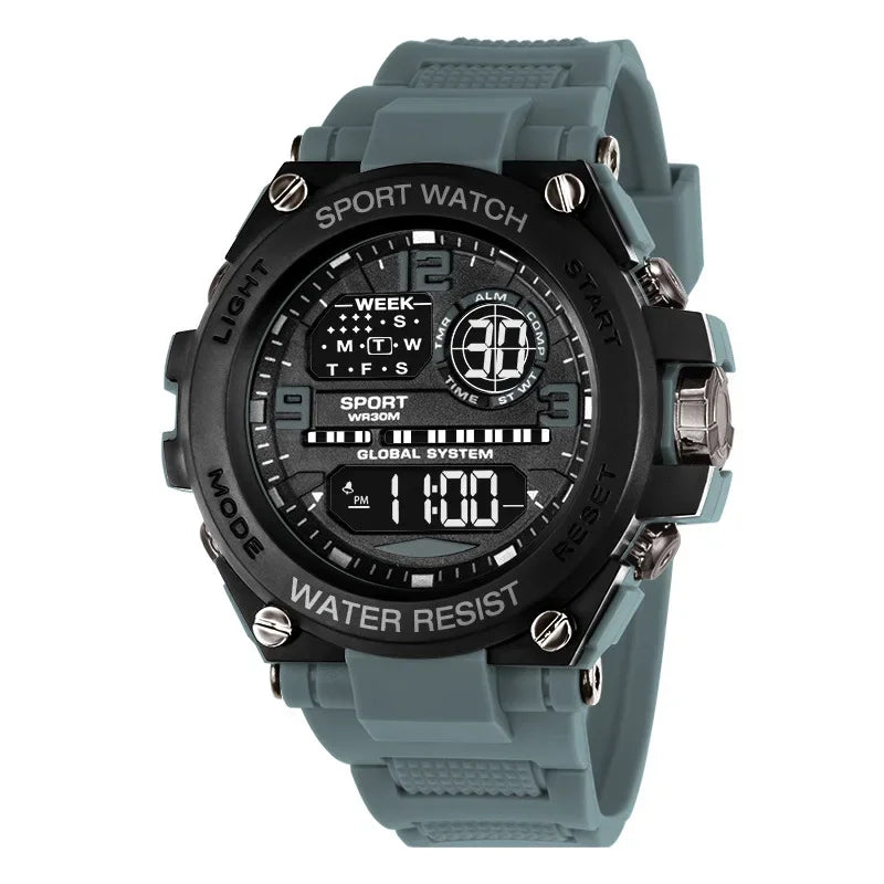 Montre Sport Digitale YIKAZE A69270 — Grand Cadran 56mm, LED, Chronomètre, Alarme, 3 ATM