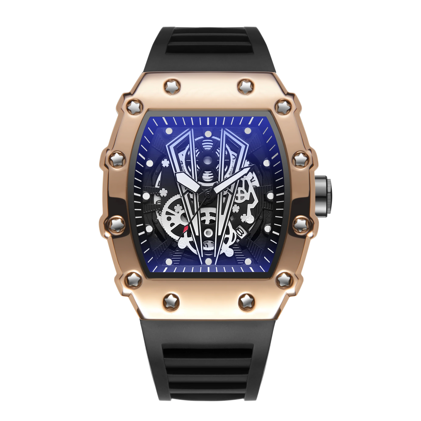 Montre Homme Quartz WLISTH — Cadran Squelette, Bracelet Silicone, 3 ATM, Style Sport Luxe