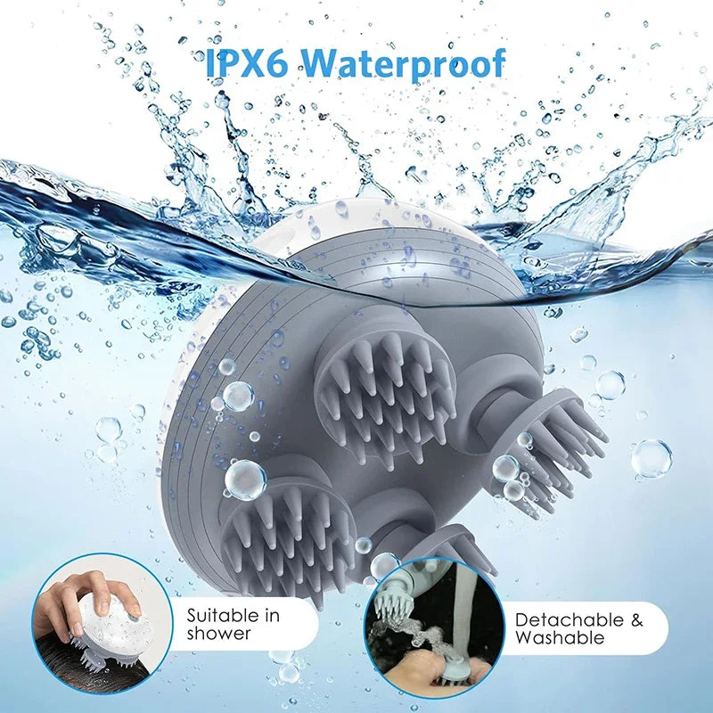 Masseur Électrique Cuir Chevelu Windaily — 4 Têtes, 3 Modes, IPX6 & Rechargeable