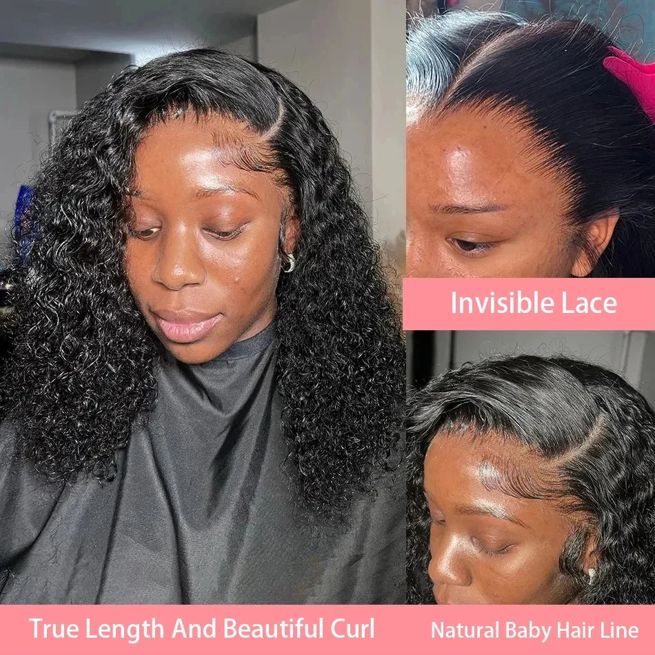 Vague profonde 13x4 dentelle frontale Bob perruque 200% densité perruques de cheveux humains brésilien pré plumé cheveux vierges vague d'eau Invisible dentelle perruque