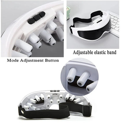 Masque de massage électrique pour les yeux, amélioration de la vision des yeux, migraine, front, lunettes de soins des yeux, massage sans fil, vibration, soins de santé