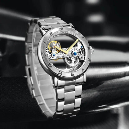 Montre Mécanique Automatique Squelette FORSINING FS134 — Aiguilles Lumineuses, Bracelet Cuir ou Acier