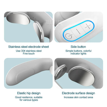 Masseur intelligent électrique TENS EMS pour le dos et le cou, 4 modes, pour la relaxation musculaire et la santé, outil de massage des épaules et cervicales